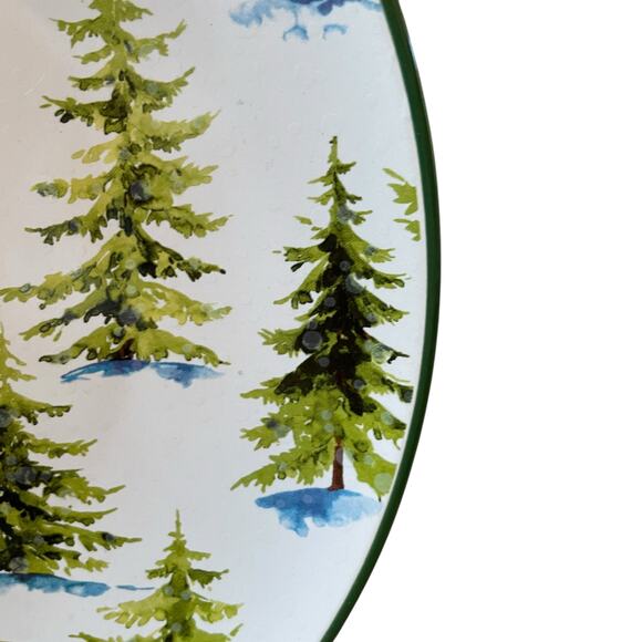 Global Design Christmas 10.5in Dinner Plates Set of 4 Holiday Pine Trees in Snow - Picture 10 of 13